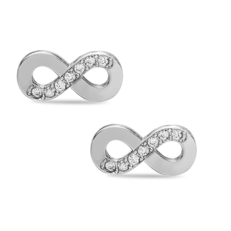 Cubic Zirconia Infinity Stud Earrings in Sterling Silver
