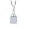 Thumbnail Image 0 of 7mm Cushion-Cut Lab-Created Opal and White Sapphire Pendant in Sterling Silver