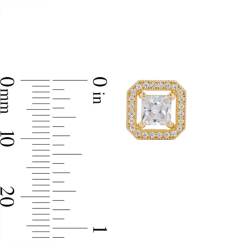 Main Image 3 of 5.0mm Princess-Cut Cubic Zirconia Octagonal Frame Stud Earrings in 14K Gold