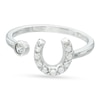 Thumbnail Image 1 of Cubic Zirconia Horseshoe Adjustable Midi Ring in Sterling Silver - Size 3