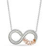 Thumbnail Image 0 of Diamond Accent Sideways Infinity with "MOM" Necklace in Sterling Silver and 14K Rose Gold Plate