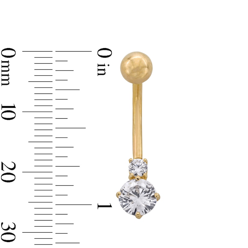 Main Image 2 of 10K Semi-Solid Gold CZ Belly Button Ring - 14G 3/8&quot;