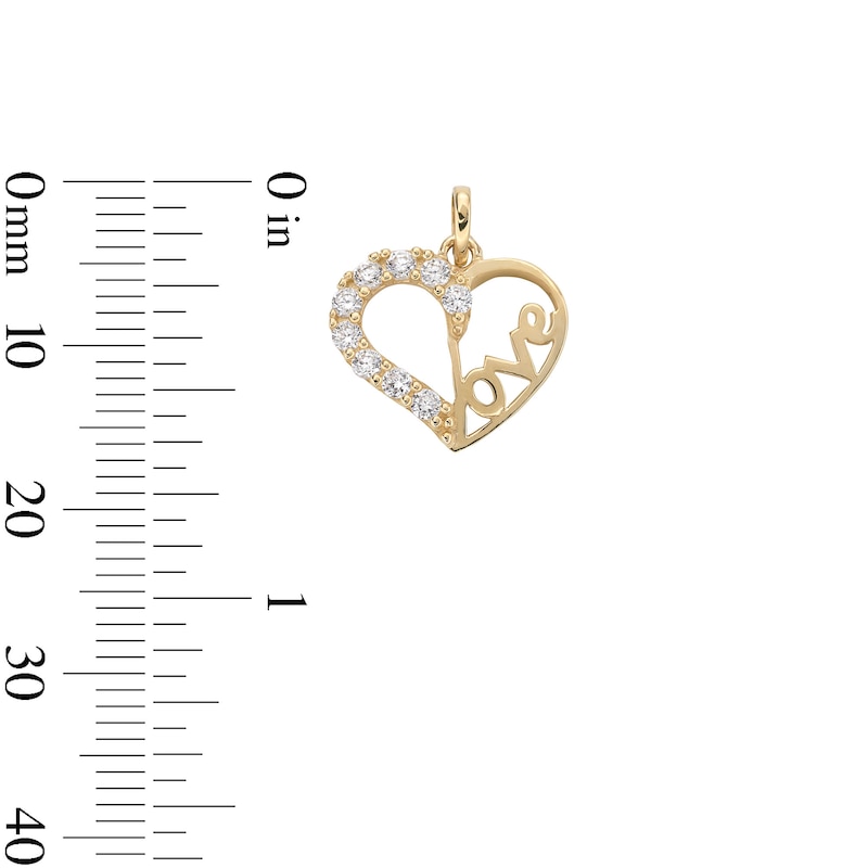 Main Image 4 of Cubic Zirconia &quot;LOVE&quot; Heart Necklace Charm in 10K Solid Gold