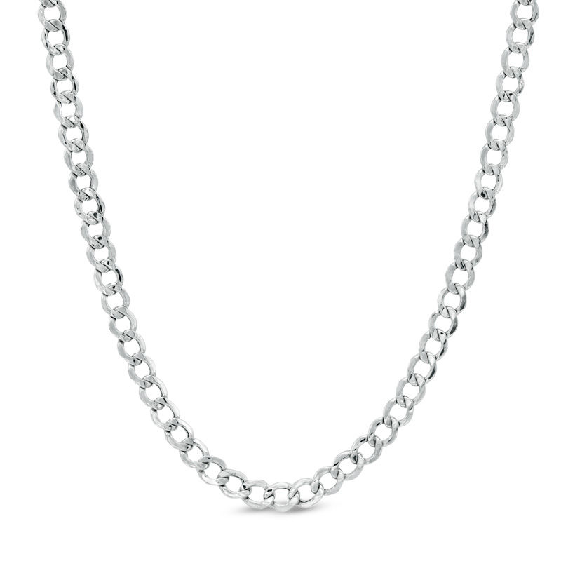 10K White Gold 100 Gauge Curb Chain Necklace - 22