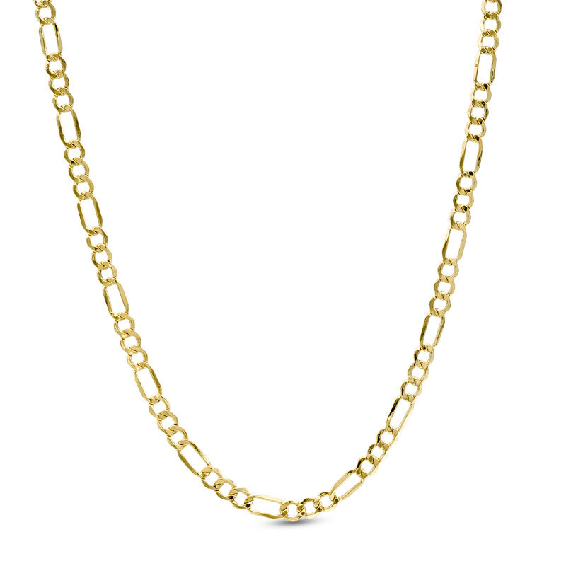 10K Hollow Gold Beveled Figaro Chain - 18