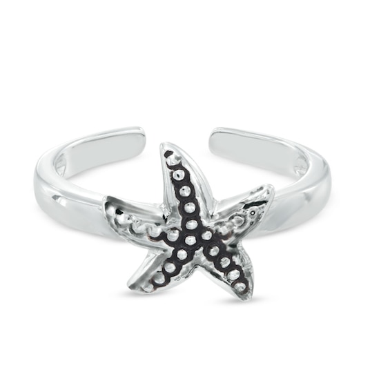 Textured Starfish Toe Ring in Sterling Silver