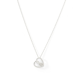 Diamond Accent Tilted Heart with Infinity Pendant in Sterling Silver