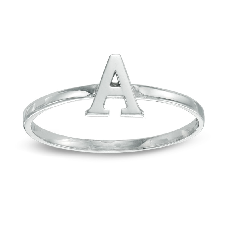 Main Image 1 of Stackable Letter &quot;A&quot; Ring in 10K White Gold - Size 7