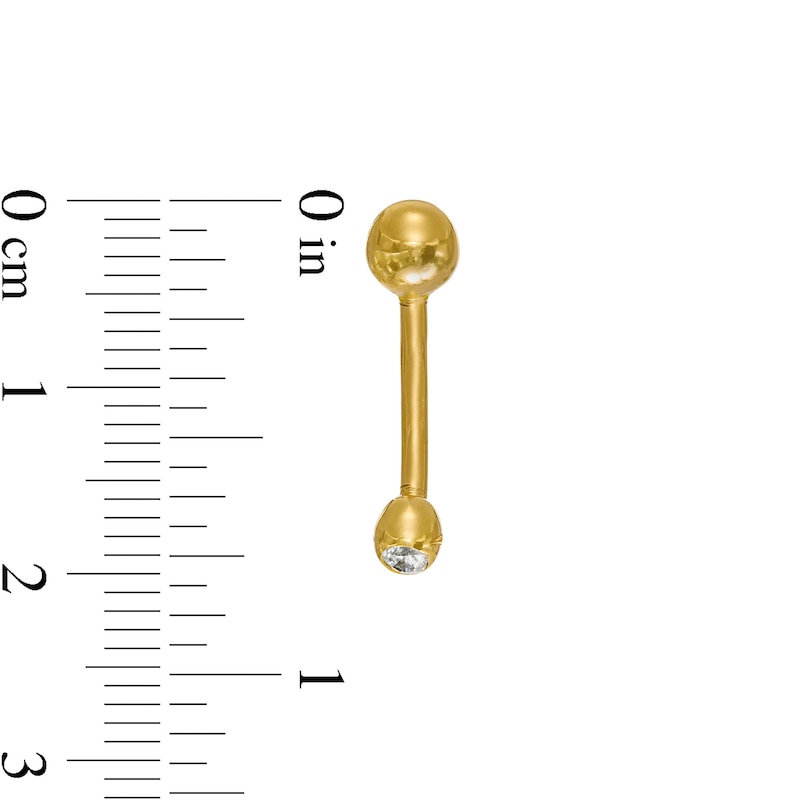 Main Image 2 of 014 Gauge Cubic Zircona Curved Barbell in 10K Gold