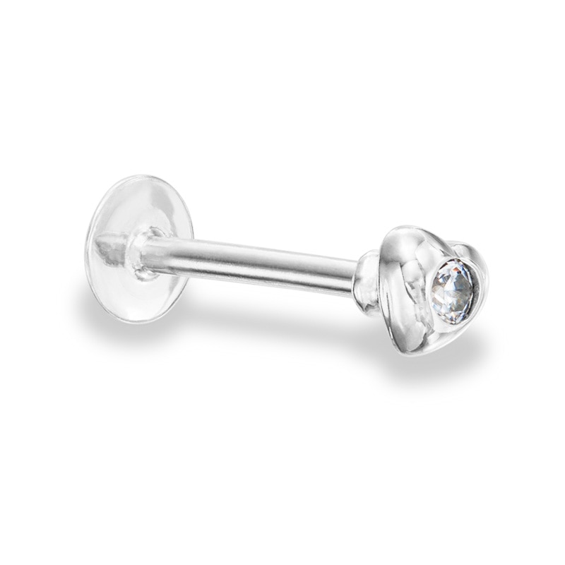 Main Image 1 of 018 Gauge Cubic Zirconia Heart Labret in 10K White Gold