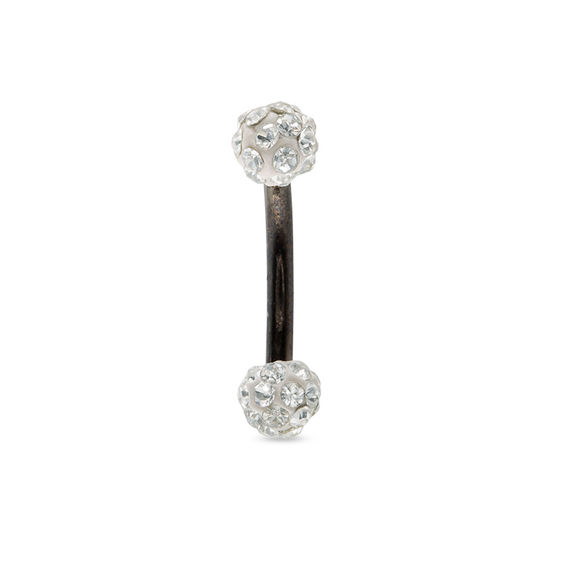 Black Ion Plated CZ Cluster Curved Barbell - 16G 5/16"
