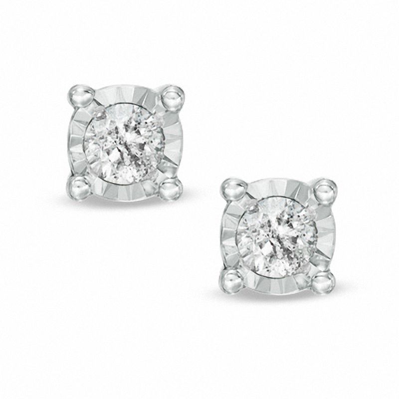 1/10 CT TW Genuine Diamond good Sterling Silver Earrings • NIB • 40% Off Retail $125