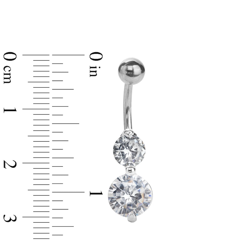 Silver 14G Flower Stone Belly Ring