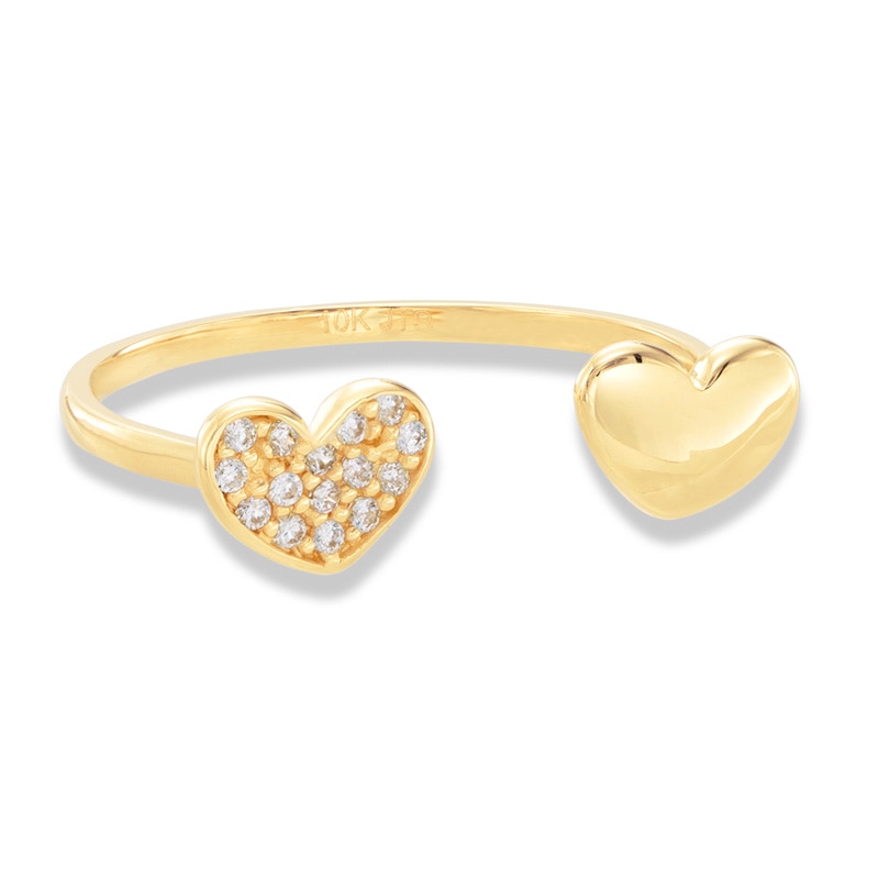 Cubic Zirconia Double Heart Bypass Toe Ring in 10K Gold
