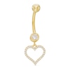 Thumbnail Image 0 of 014 Gauge Cubic Zirconia Heart Dangle Belly Button Ring in 10K Gold