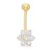 Thumbnail Image 1 of 10K Solid Gold CZ Flower Belly Button Ring - 14G 3/8&quot;