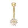 Thumbnail Image 1 of 10K Solid Gold CZ Flower Burst Belly Button Ring - 14G 3/8&quot;