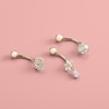 Thumbnail Image 2 of 10K Solid Gold CZ Flower Burst Belly Button Ring - 14G 3/8&quot;