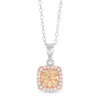 Thumbnail Image 1 of Champagne and White Cubic Zirconia Frame Pendant in Sterling Silver and 14K Rose Gold Plate