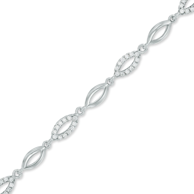 Cubic Zirconia Marquise Link Bracelet in Sterling Silver - 7.25"