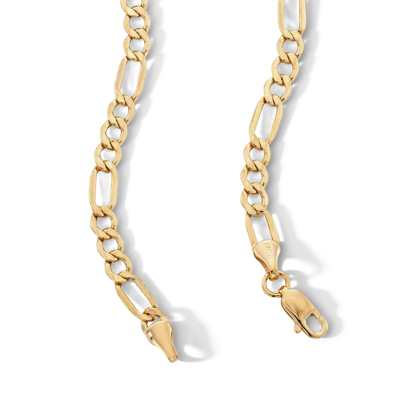 Main Image 5 of 10K Hollow Gold Beveled Figaro Chain - 22&quot;