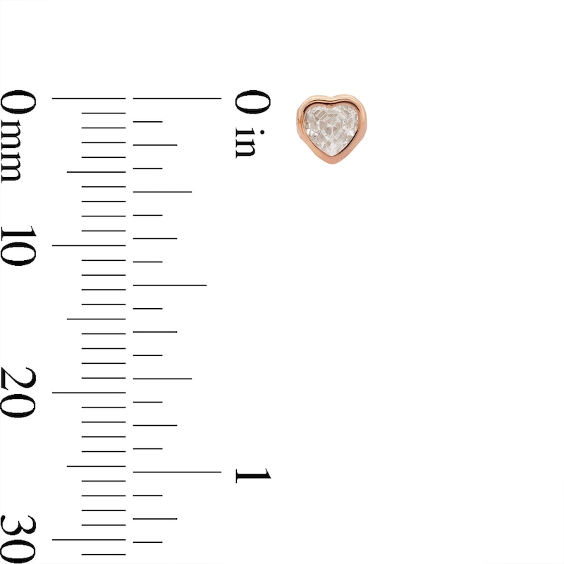 Main Image 3 of 4mm Heart-Shaped Cubic Zirconia Solitaire Stud Earrings in 10K Rose Gold