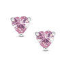 Thumbnail Image 1 of Child's 4mm Heart-Shaped Pink Cubic Zirconia Stud Earrings in Sterling Silver