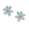 Thumbnail Image 0 of Child's Light Blue and Pink Enamel Flower Stud Earrings in Sterling Silver