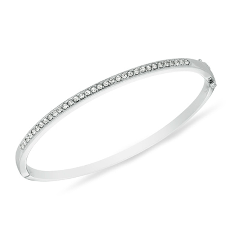 Main Image 1 of Crystal Bangle in White Rhodium Brass