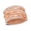 Thumbnail Image 1 of Wide Crystal Crossover Band in Brass with 18K Rose Gold Plate