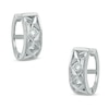 Thumbnail Image 0 of Cubic Zirconia Diamond-Cut "X" Huggie Hoop Earrings in Sterling Silver