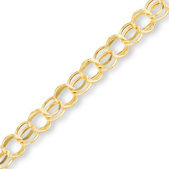 070 Gauge Diamond-Cut Charm Link Bracelet in 10K Gold - 7.25"