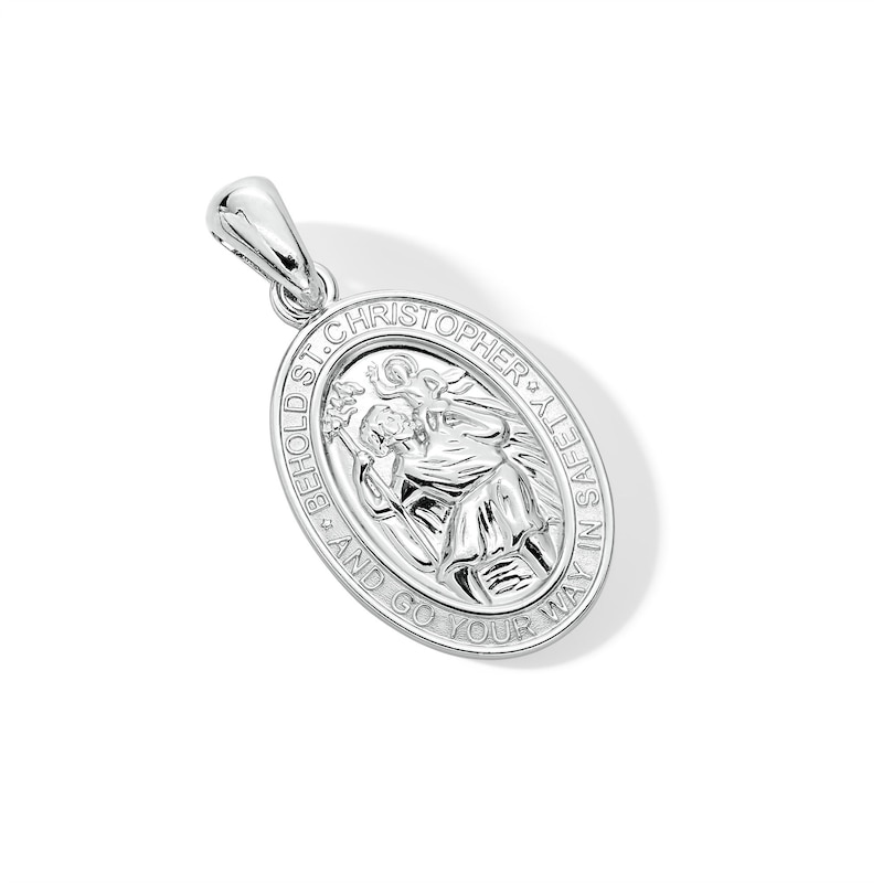 Main Image 3 of Oval Saint Christopher Protection Necklace Charm in Sterling Silver