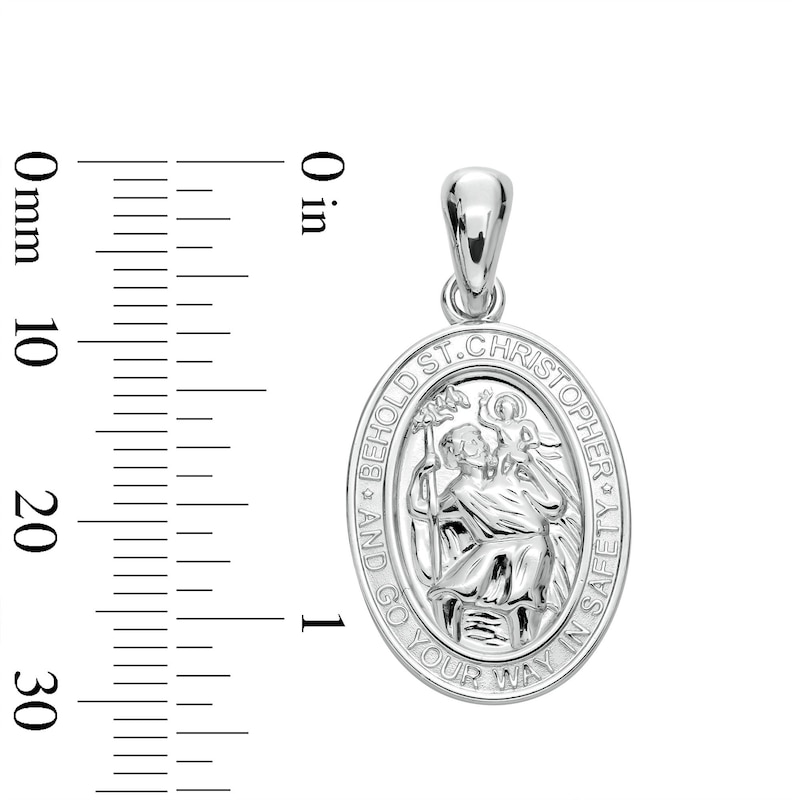 Main Image 4 of Oval Saint Christopher Protection Necklace Charm in Sterling Silver