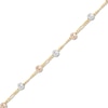 Thumbnail Image 0 of 035 Gauge Figaro Chain Bead Anklet in 10K Tri-Tone Gold - 10"