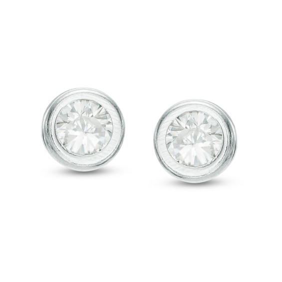 Child's 3mm Cubic Zirconia Solitaire Stud Earrings in 14K White Gold
