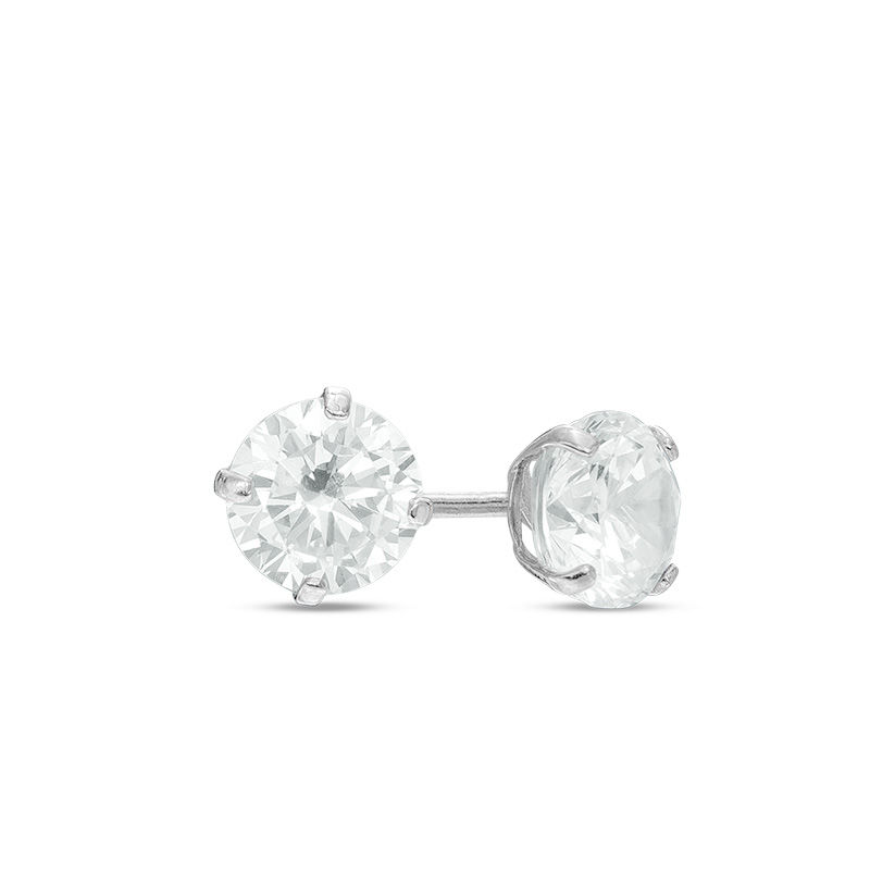 Child's 5mm Cubic Zirconia Solitaire Stud Earrings in 14K White Gold