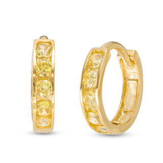 Cubic Zirconia 9mm Huggie Hoop Earrings in 10K Solid Gold | Banter