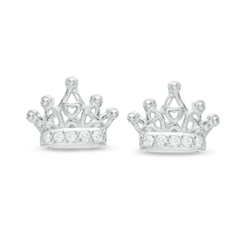 Silver on sale crown earrings