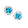 Thumbnail Image 0 of 6mm Blue Cubic Zirconia Frame Stud Earrings in 14K Gold