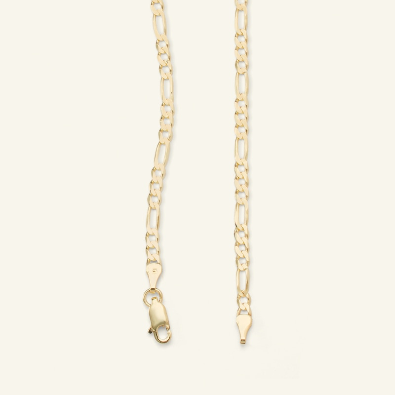 Main Image 2 of 080 Gauge Diamond-Cut Figaro Chain Necklace in 10K Solid Gold - 22&quot;