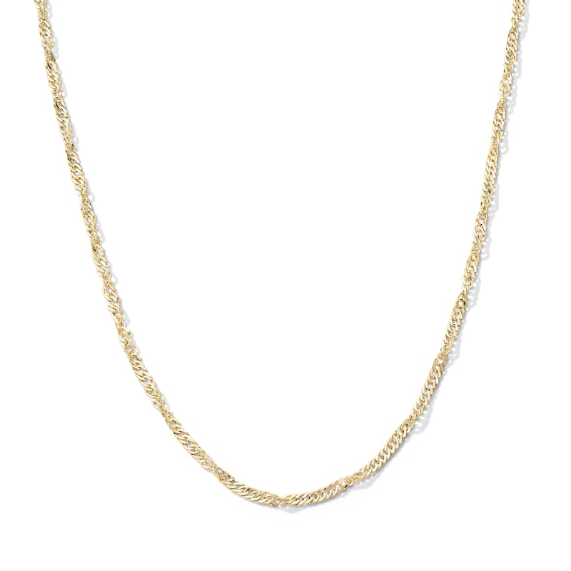 Main Image 1 of Made in Italy Child's 035 Gauge Singapore Chain Necklace in 14K Hollow Gold - 15&quot;