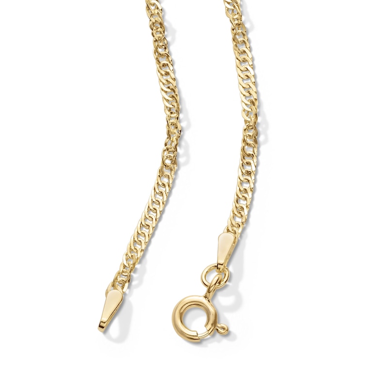 Main Image 2 of Made in Italy Child's 035 Gauge Singapore Chain Necklace in 14K Hollow Gold - 15&quot;