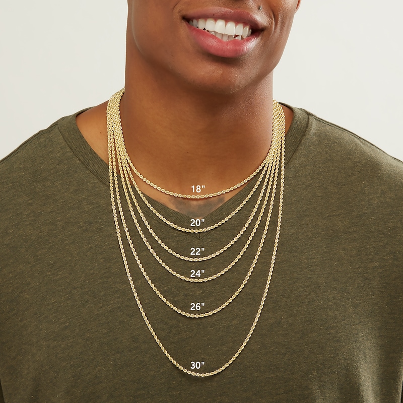 016 Gauge Hammered Rope Chain Necklace in 14K Hollow Gold - 18"