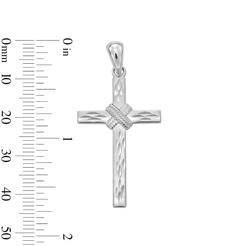 Main Image 4 of Diamond-Cut &quot;X&quot; Rope Cross Charm in Sterling Silver