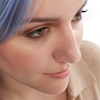 Thumbnail Image 3 of 14K Semi-Solid and Hollow Gold CZ and Simulated Blue Opal Three Piece Nose Ring Set - 22G