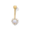 Thumbnail Image 1 of 10K Solid Gold Heart-Shaped Simulated Opal and CZ Belly Button Ring - 14G 3/8&quot;