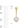 Thumbnail Image 2 of 10K Solid Gold Heart-Shaped Simulated Opal and CZ Belly Button Ring - 14G 3/8&quot;