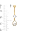 Thumbnail Image 2 of 10K Solid Gold CZ Teardrop Dangle Belly Button Ring - 14G 3/8&quot;