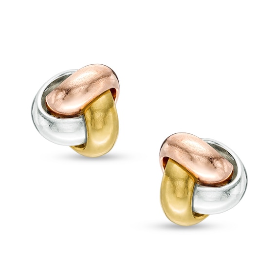 Made in Italy Large Love Knot Stud Earrings in 14K Tri-Tone Gold